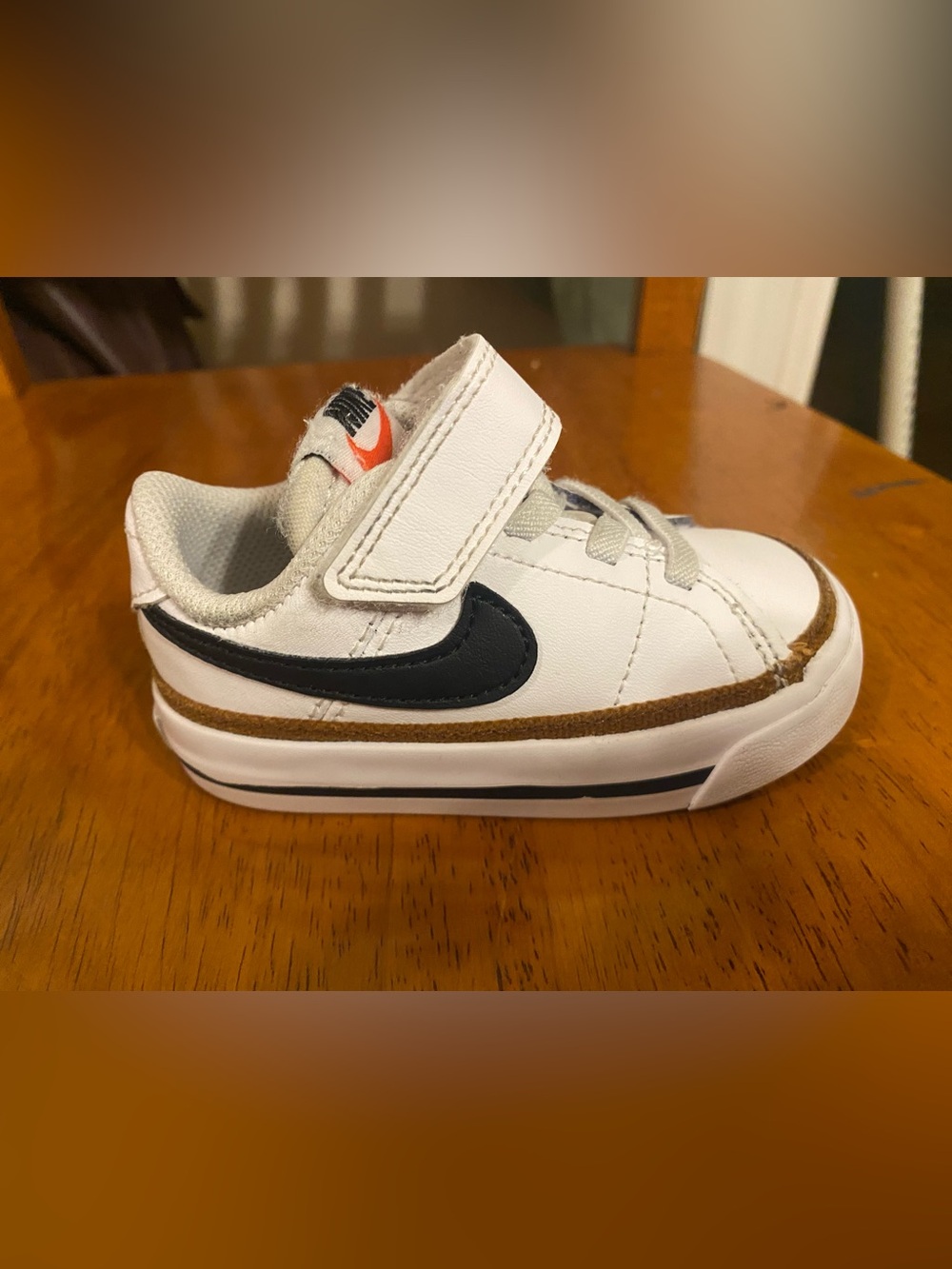 Nike Court Legacy Shoes Toddler Size 5C White Black Strap Da5382-102